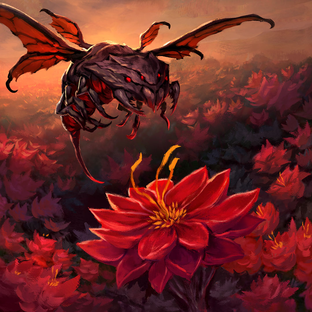 Khorkhoi insect drawing nectar from a Tsetsegkhor bloom