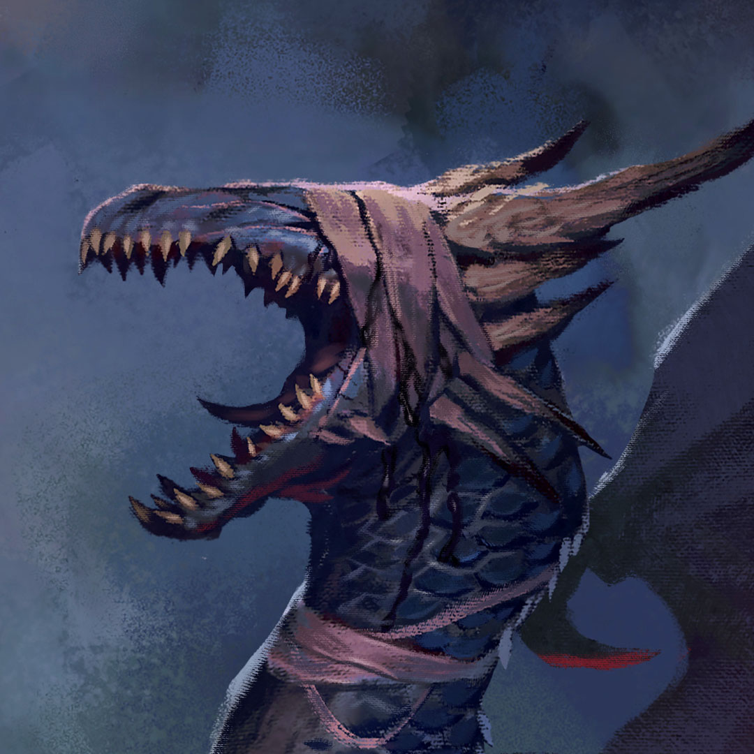Nightmare Dragon, an eyeless dragon dripping with decay